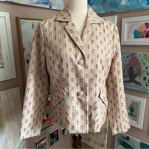 VTG Sag Harbor Petite Cottagecore Floral Print Blazer Jacket Size 10 Grandma